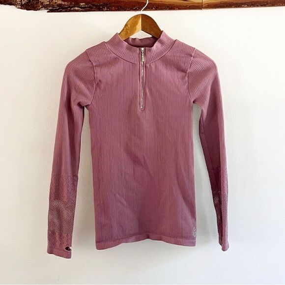 Free People Movement Slay Top Pink Seamless Half Zip Long Sleeve M L - Picture 3 of 11